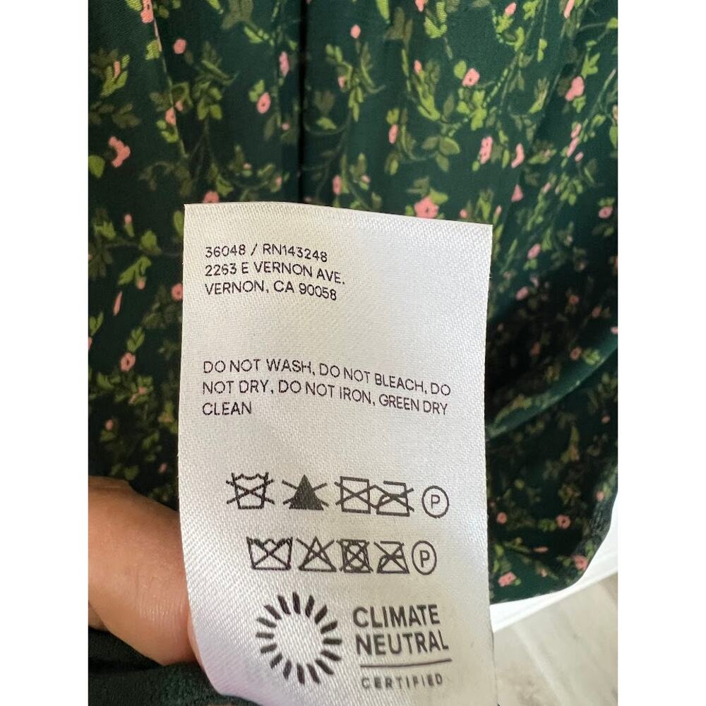 Reformation Brandi Mock Neck Mini Dress S in Coriander Green Floral - Picture 12 of 13